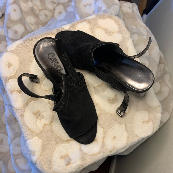 Black Open toed heels 7 1/2 Carlos by Carlos Santana - Picture 6 of 6